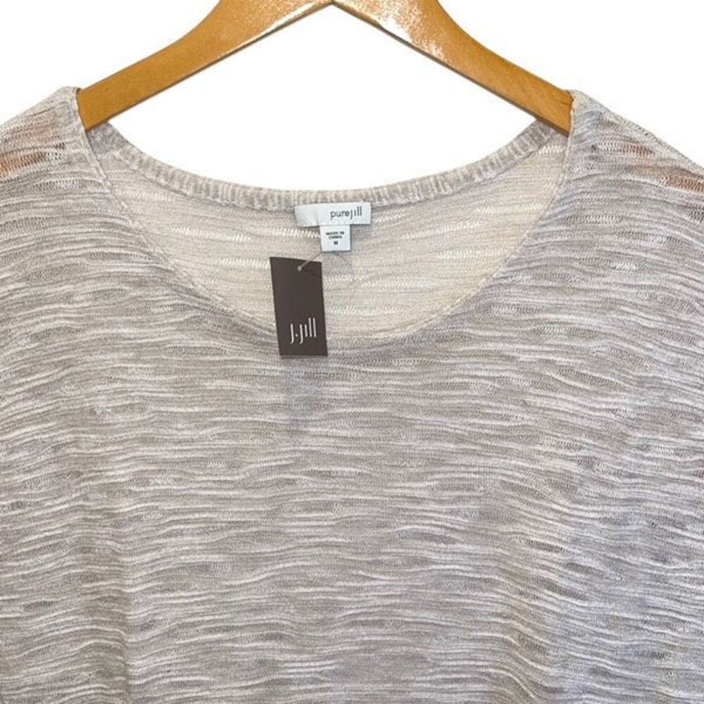 J. Jill PureJill Short Sleeve Scoop Neck Tunic Top Tan Wheat Medium NWT - Picture 2 of 8